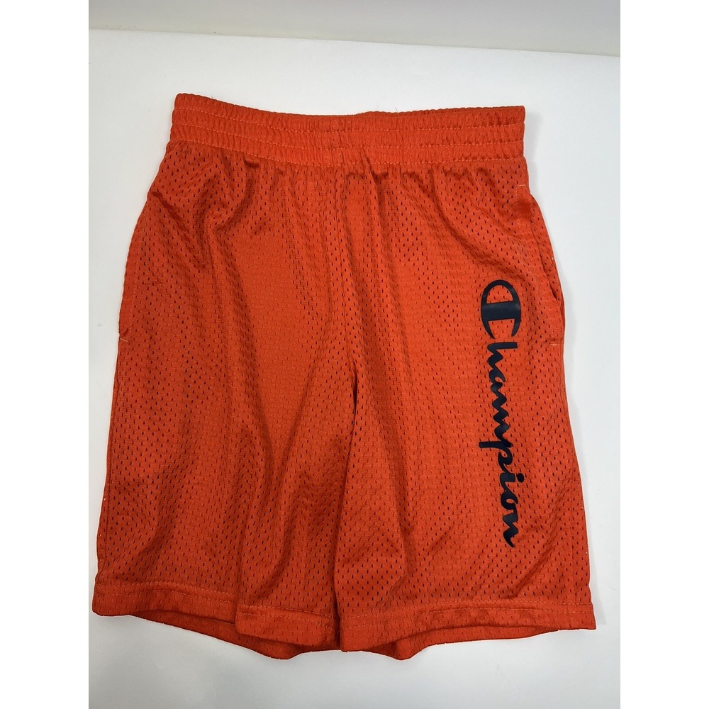 Champion Shorts Youth Sz M Orange Mesh Athletic Elastic‎ Waist Pockets